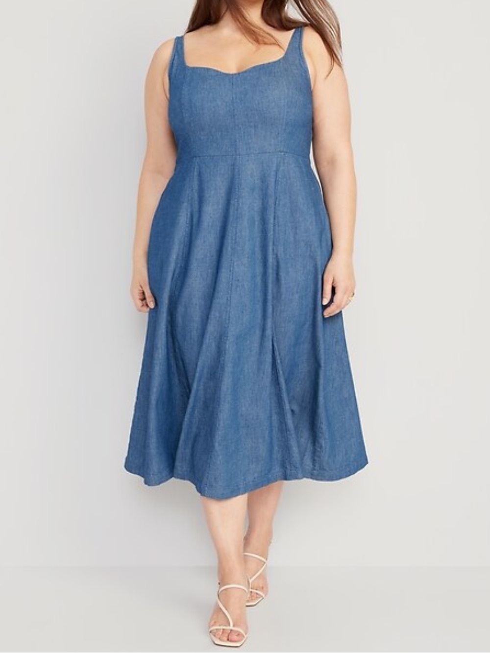 Old Navy Fit and Flare Denim Midi Dress NEW